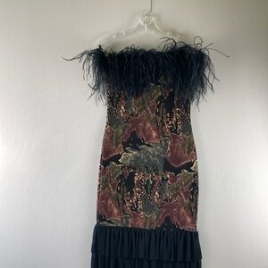 Luce black, plum multi color strapless dress size large